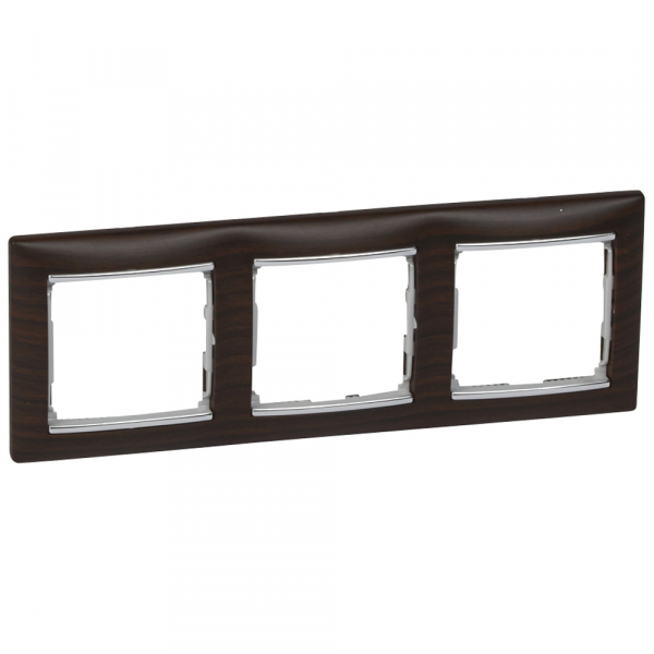 Valena Рамка 3-ная, темн.дерево/серебр.