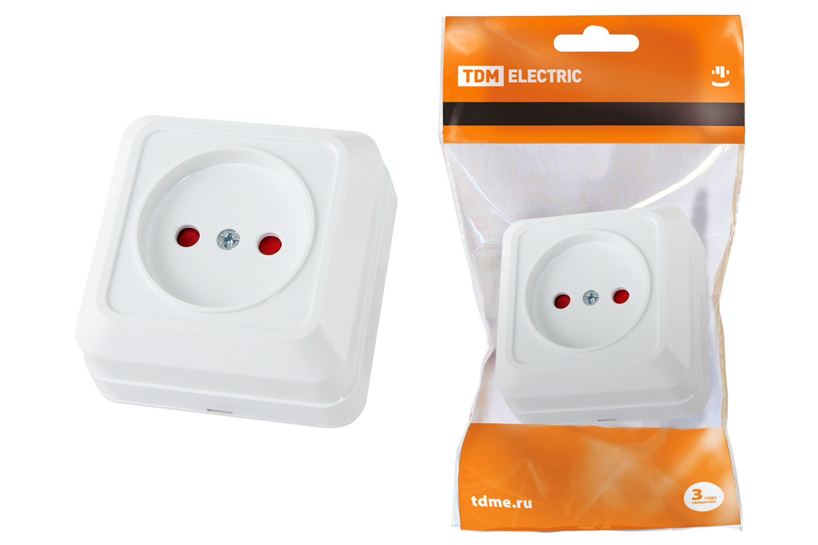 Розетка 2П открытой установки с з/ш IP20 10А, белый Ладога